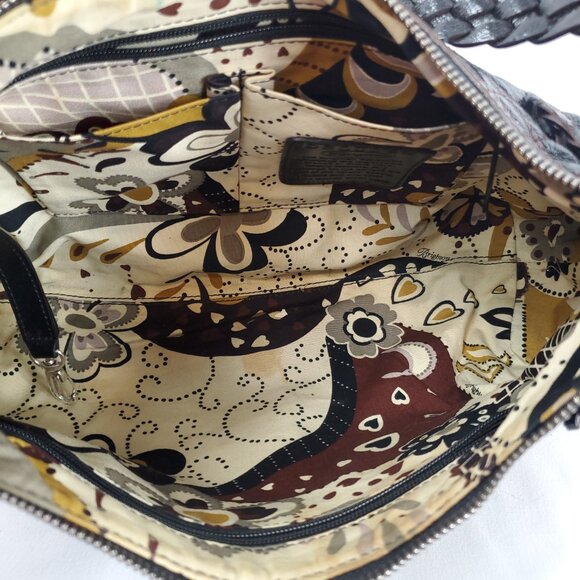 Brighton Black Quilted Leather Braided Trim Large Shoulder Bag - Picture 15 of 16